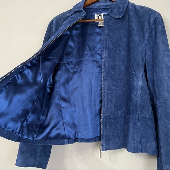 *SOLD*Vintage Clio Blue Suede Jacket Size 14 - Picture 7 of 15